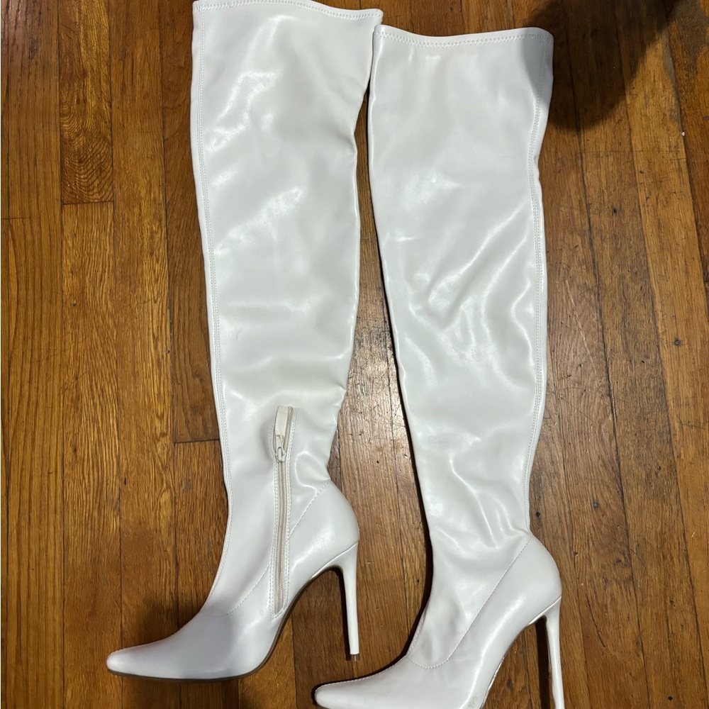 White over the knee boots size 8
